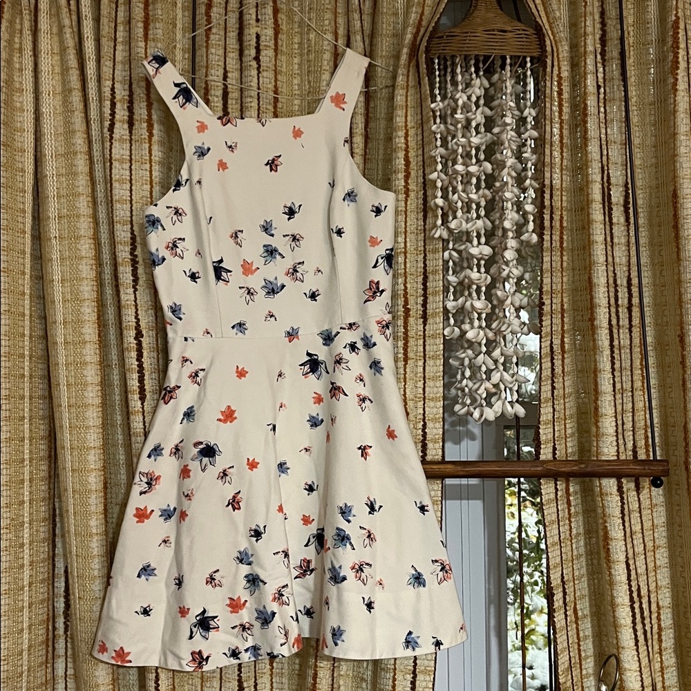 Club Monaco Floral Midi Dress Cream Multi-Colored Size Small S Garden Party